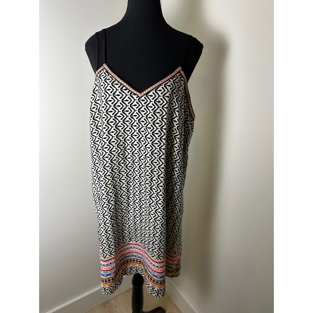 Skies Are Blue Womens XL‎ Sleeveless Black White Geometric Print Dress